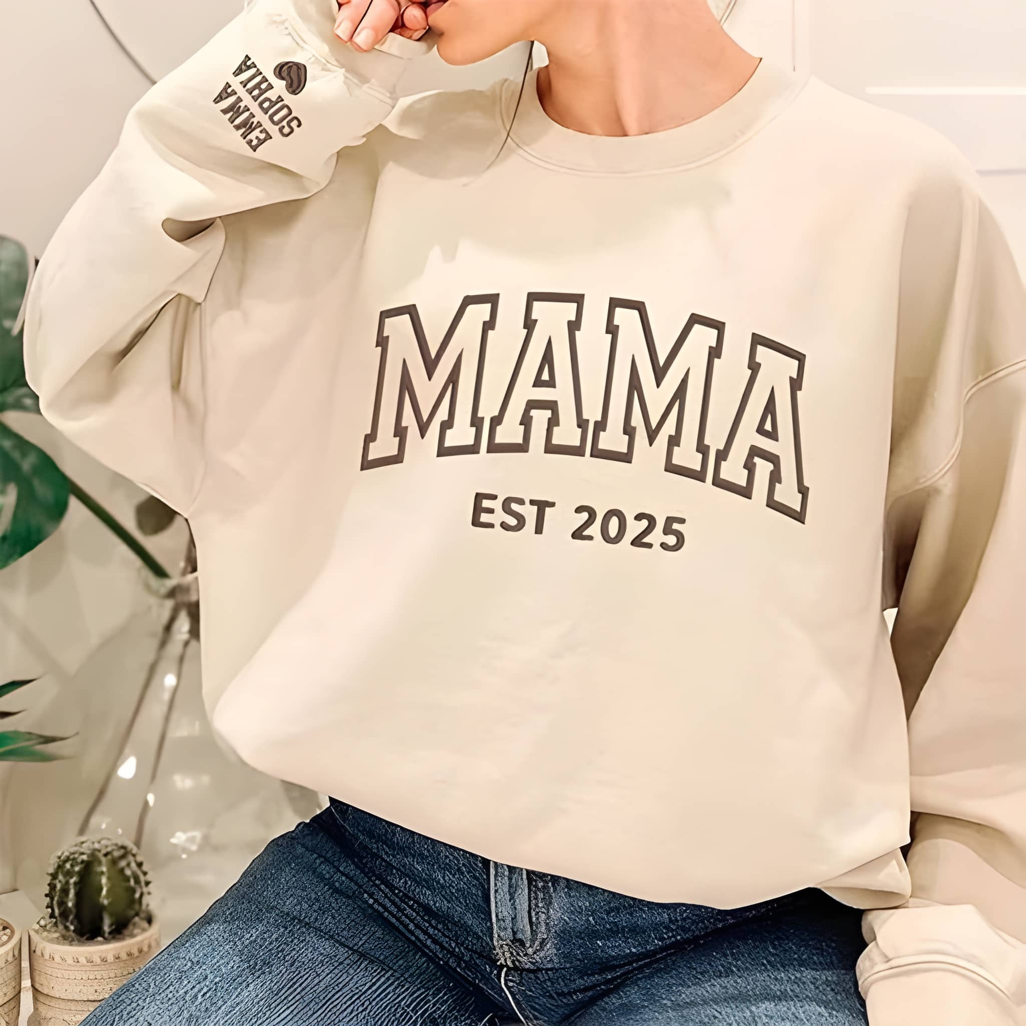 Custom Dad Mom Embroidery Sweatshirt 