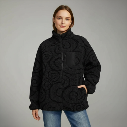 Double Sided Sherpa Fleece Jacket With Zip Up Front For Men