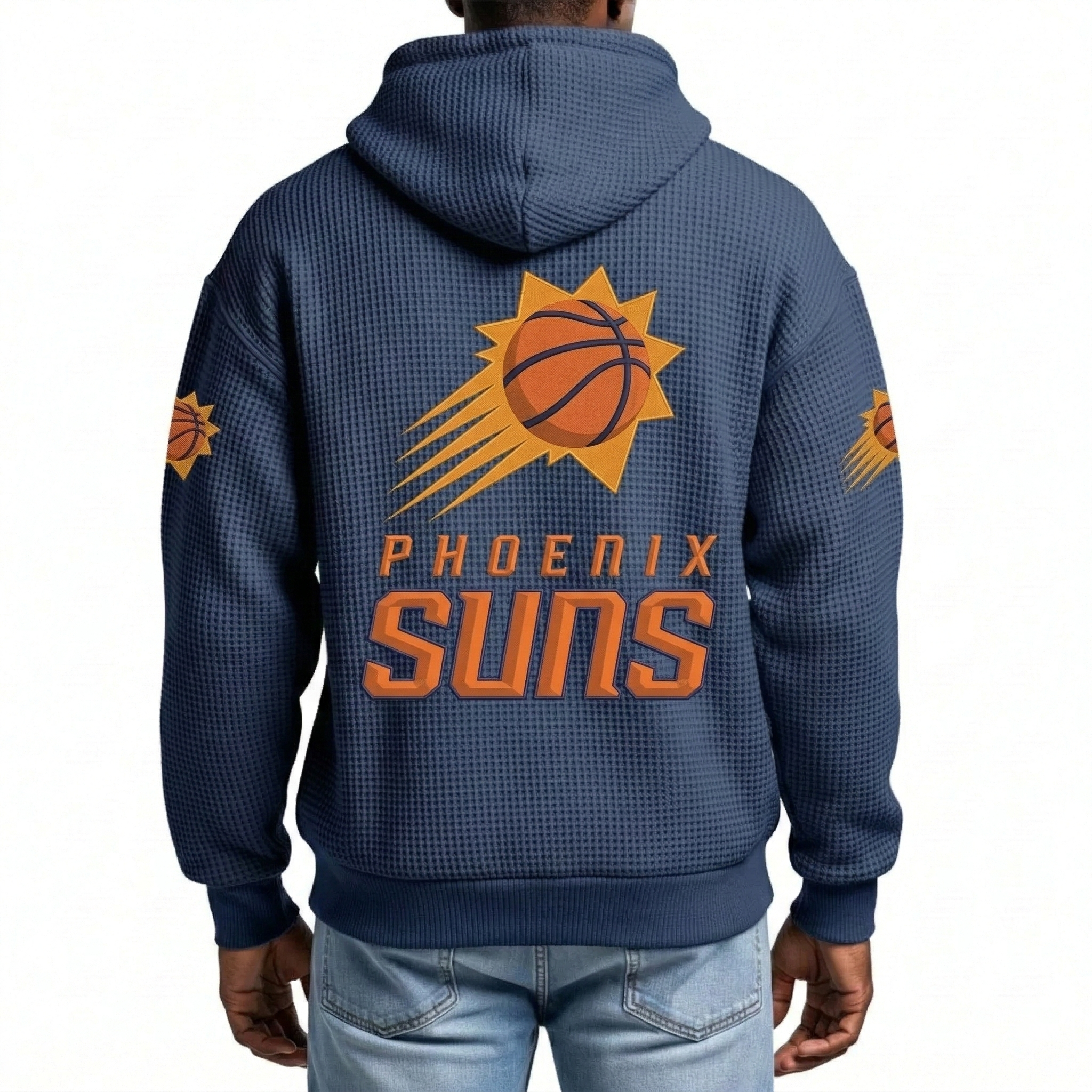 Phoenix Suns EST 1968 Printed Waffle Quarter Zip Basketball Fan Hoodie