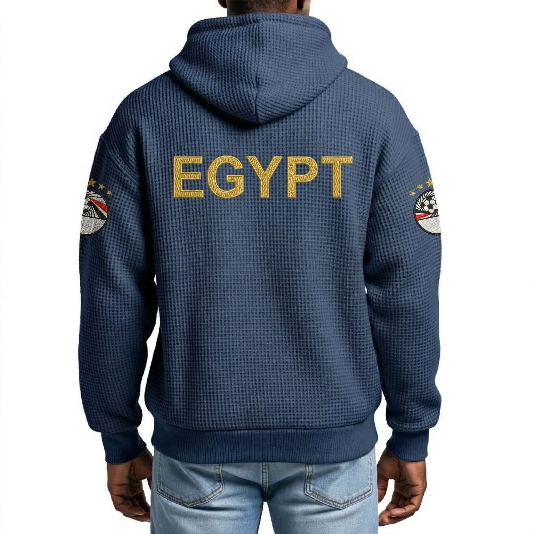 FIFA 2026 Egypt Printed Waffle Quarter Zip Football Fan Hoodie
