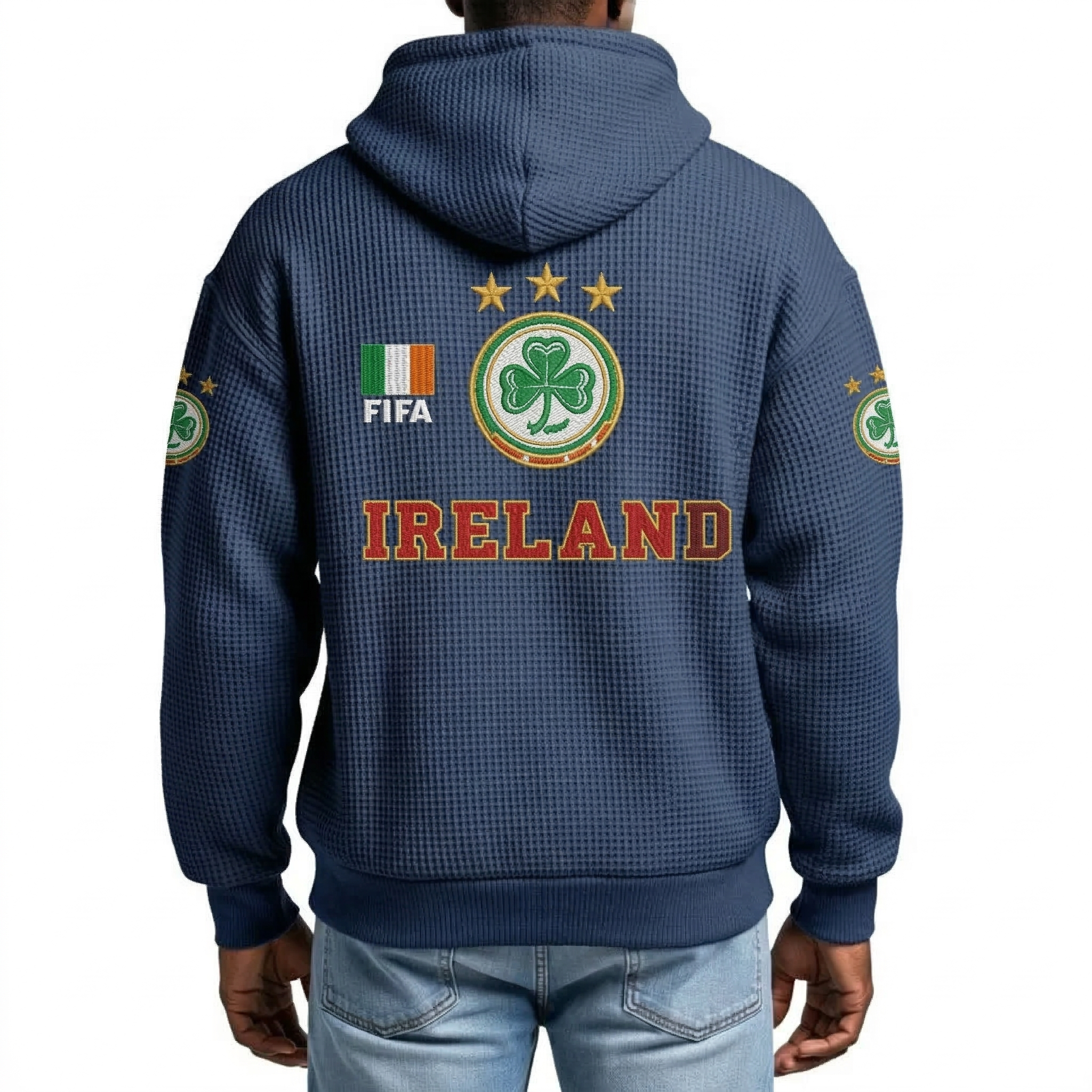 FIFA 2026 Ireland Printed Waffle Quarter Zip Football Fan Hoodie