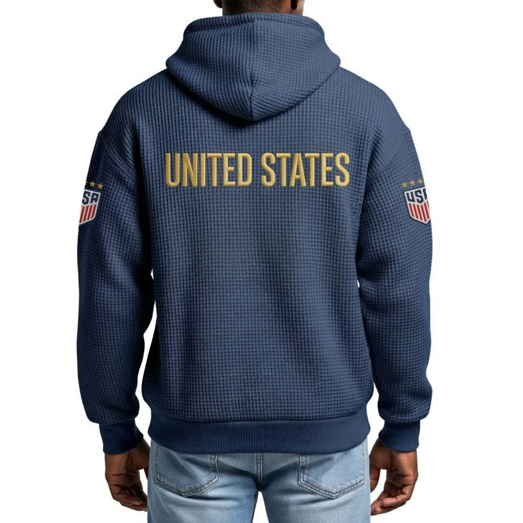 FIFA 2026 United States Printed Waffle Quarter Zip Football Fan Hoodie