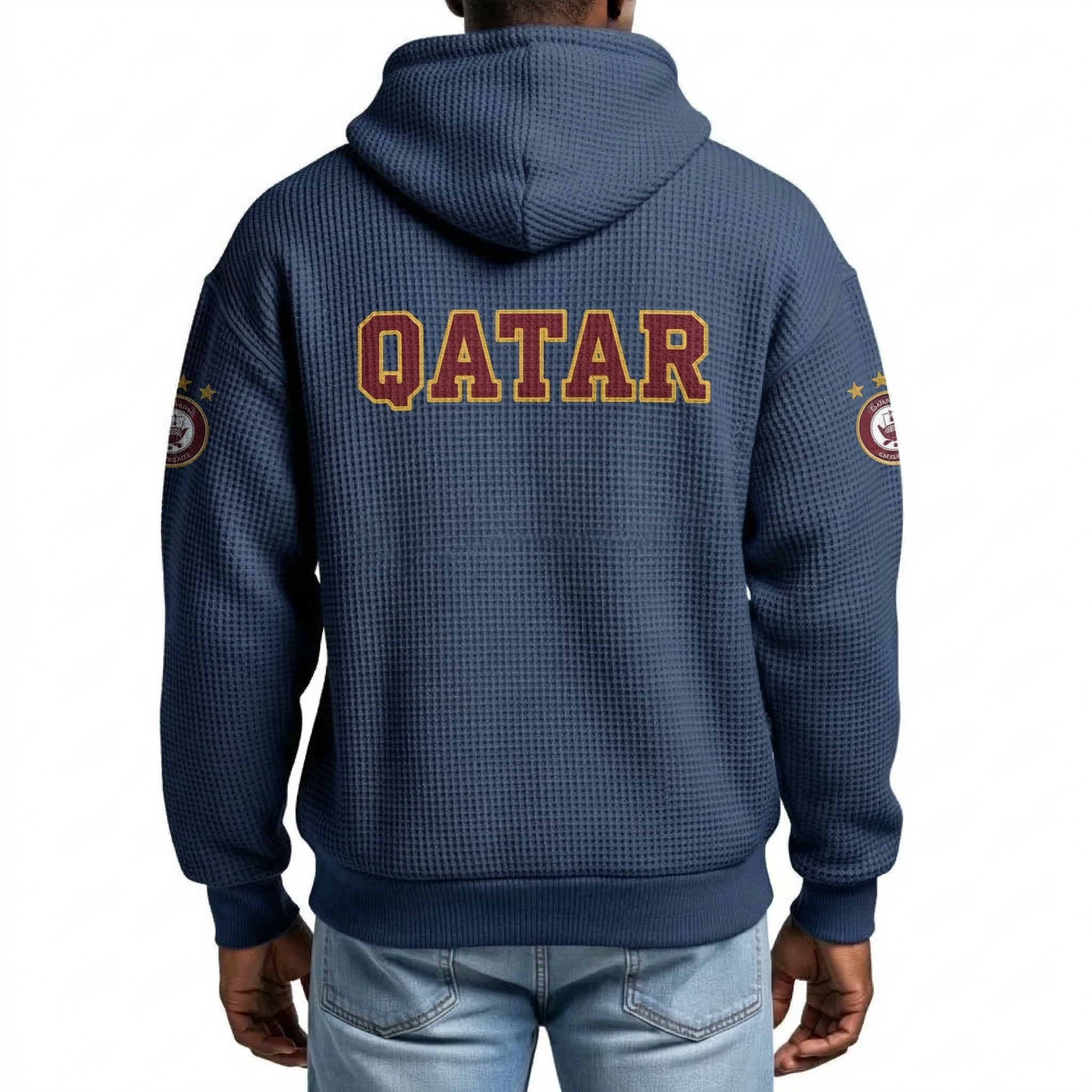 FIFA 2026 Qatar Printed Waffle Quarter Zip Football Fan Hoodie