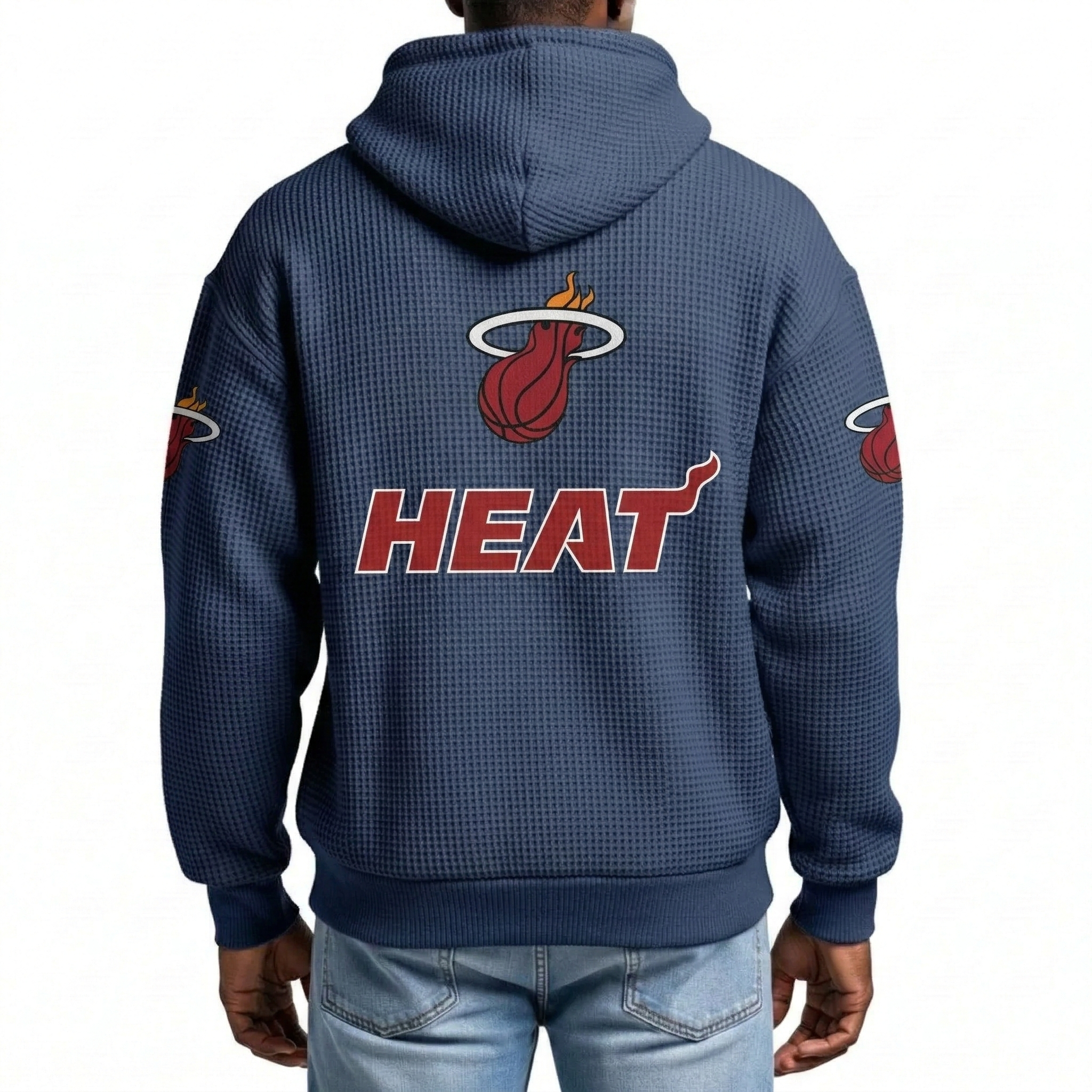 Miami Heat EST 1988 Printed Waffle Quarter Zip Basketball Fan Hoodie