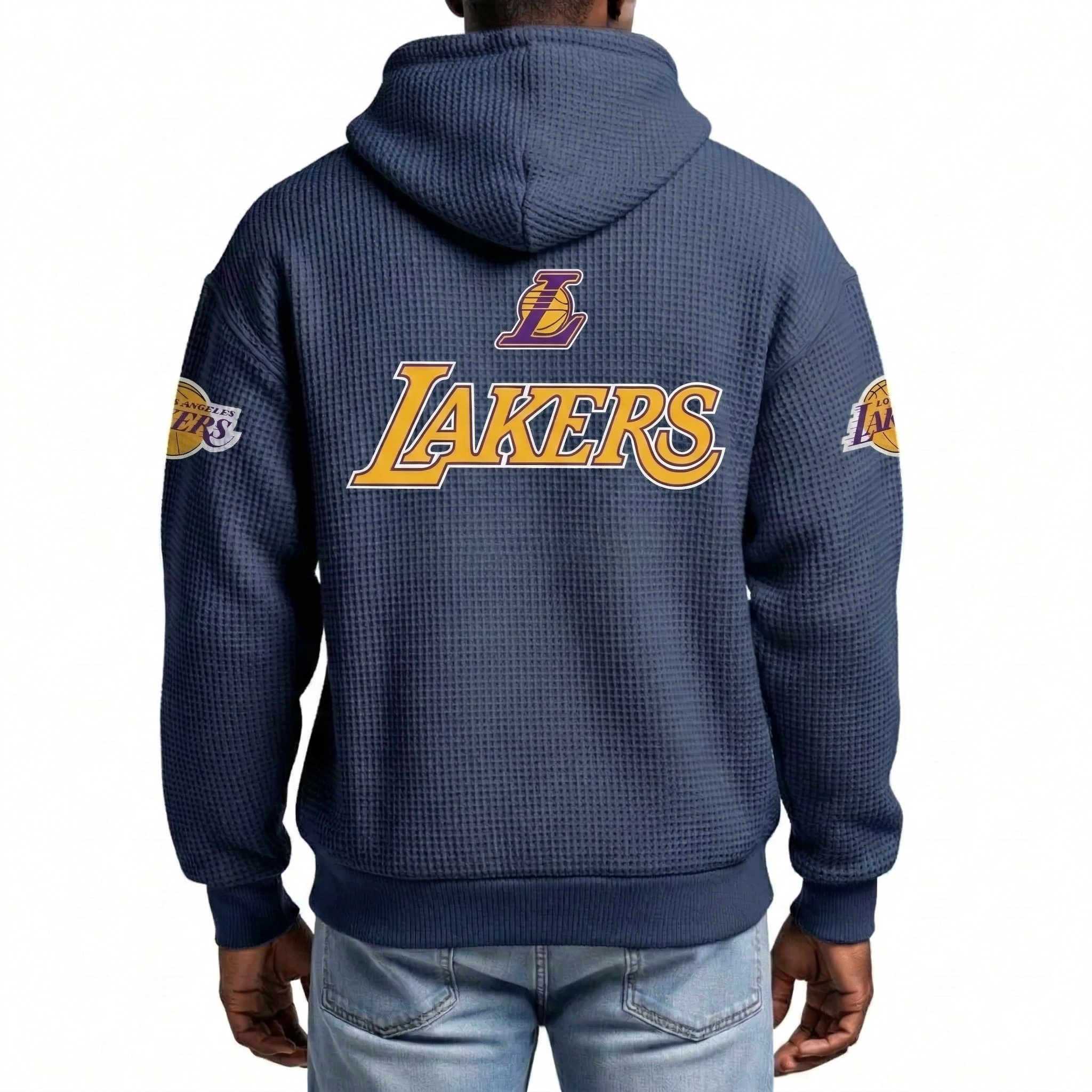 Los Angeles Lakers EST 1947 Printed Waffle Quarter Zip Basketball Fan Hoodie