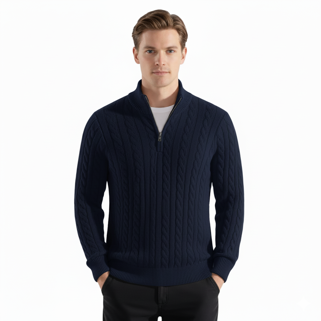 Half Zip Knit Sweater For Men