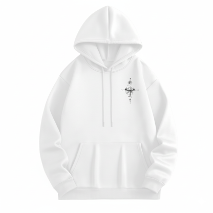 Men Oversized Fleece Hoodie With a Starry Night And Mountain Graphic