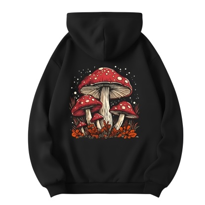 Graphic Print Drawstring Casual Hooded