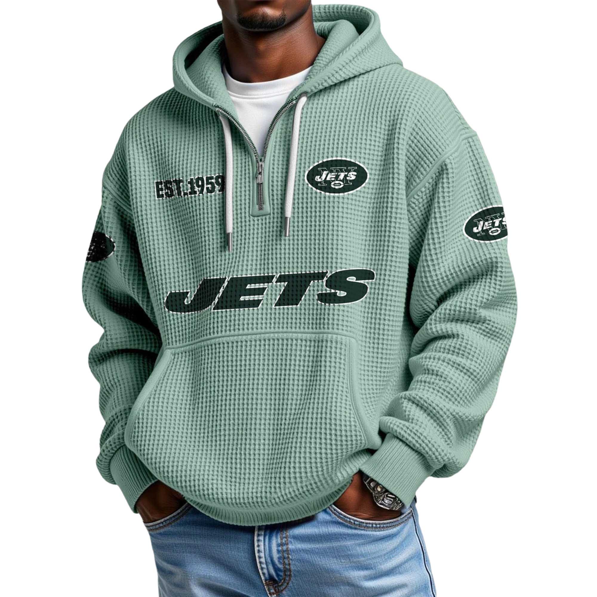 Jets EST 1959 Quarter Zip Waffle Hoodie
