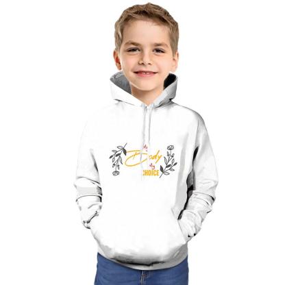 My Body My Choice White & Yellow Hoodie For Kids-My 3D Hoodie