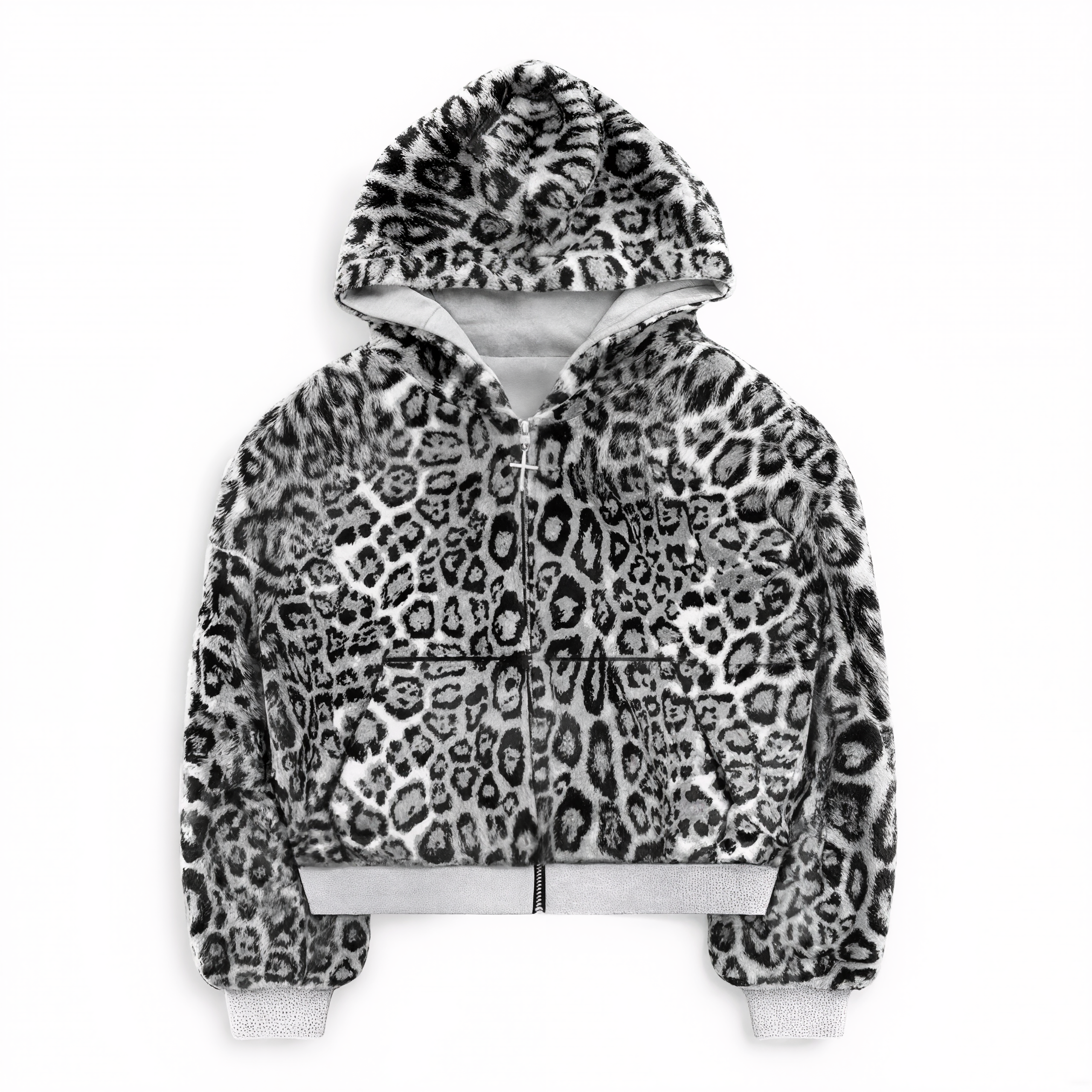 Leopard Print Zip Up Hoodie