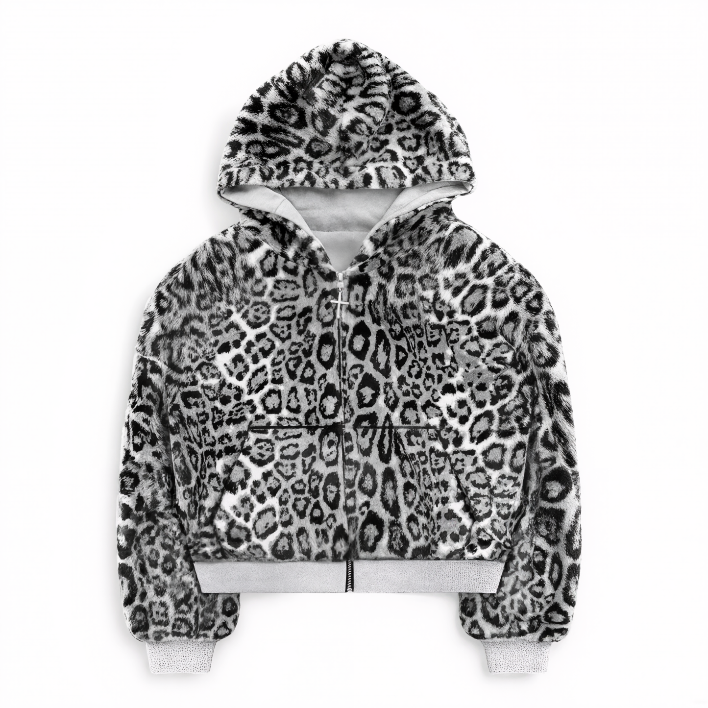 Leopard Print Zip Up Hoodie
