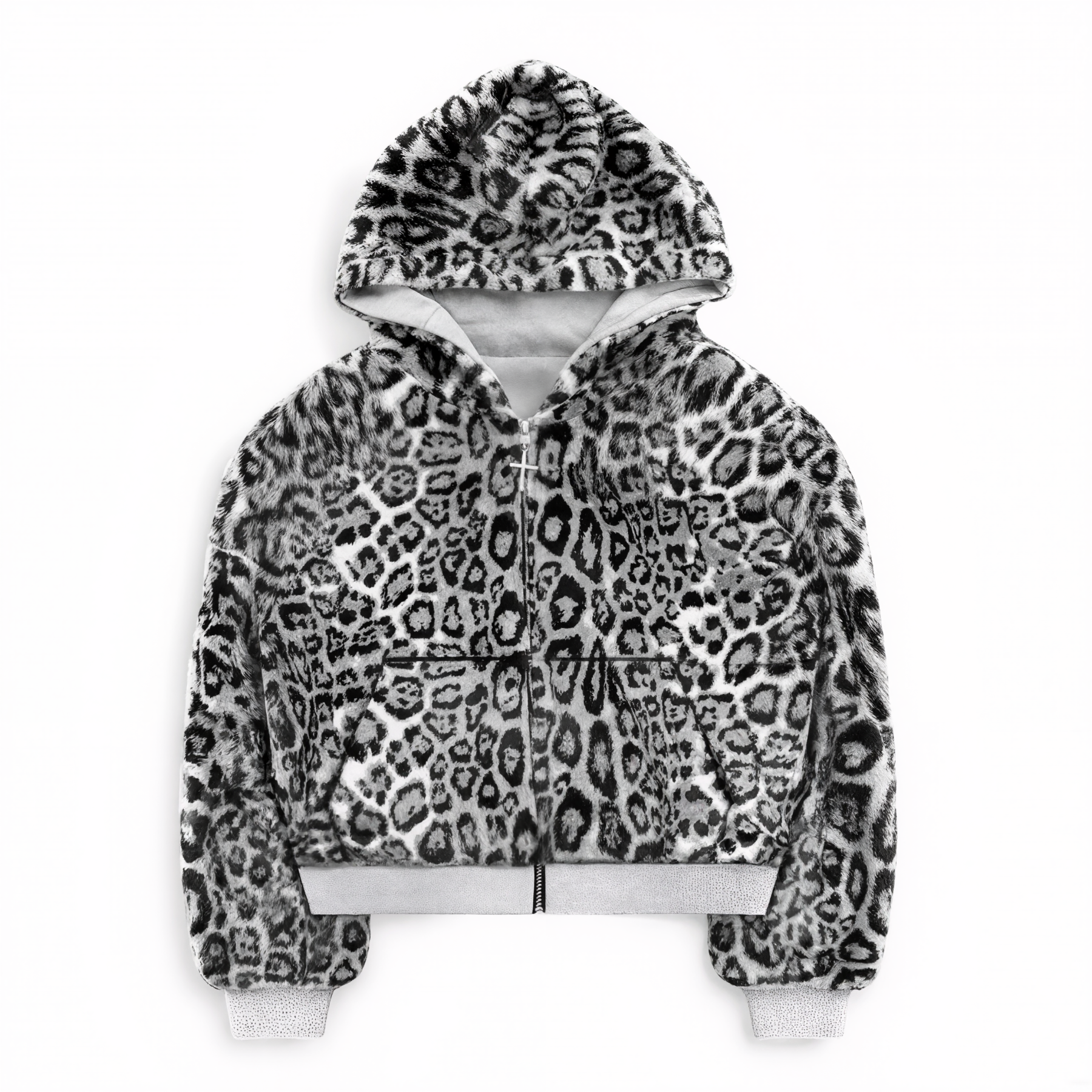 Leopard Print Zip Up Hoodie