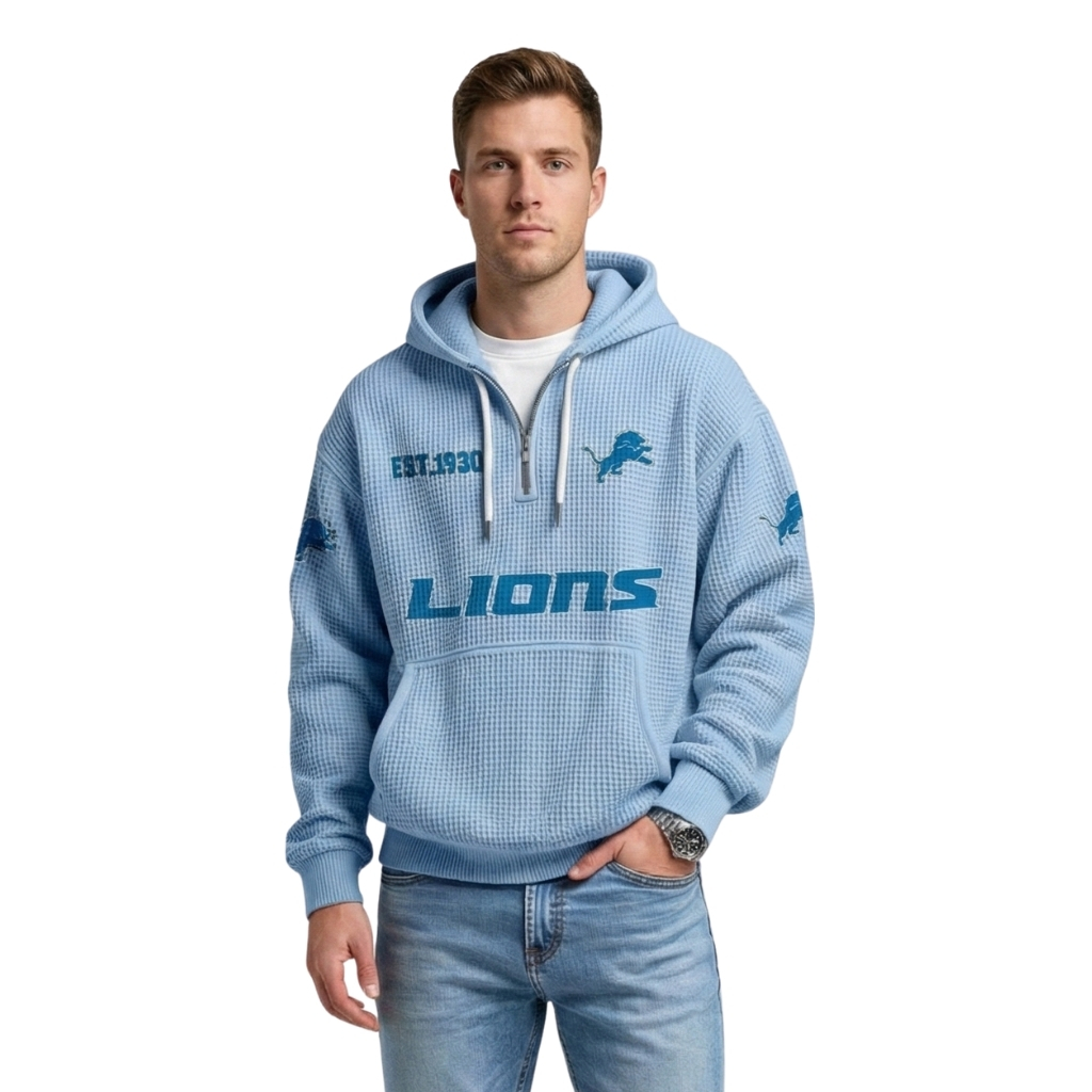 Lions EST 1930 Quarter Zip Waffle Hoodie