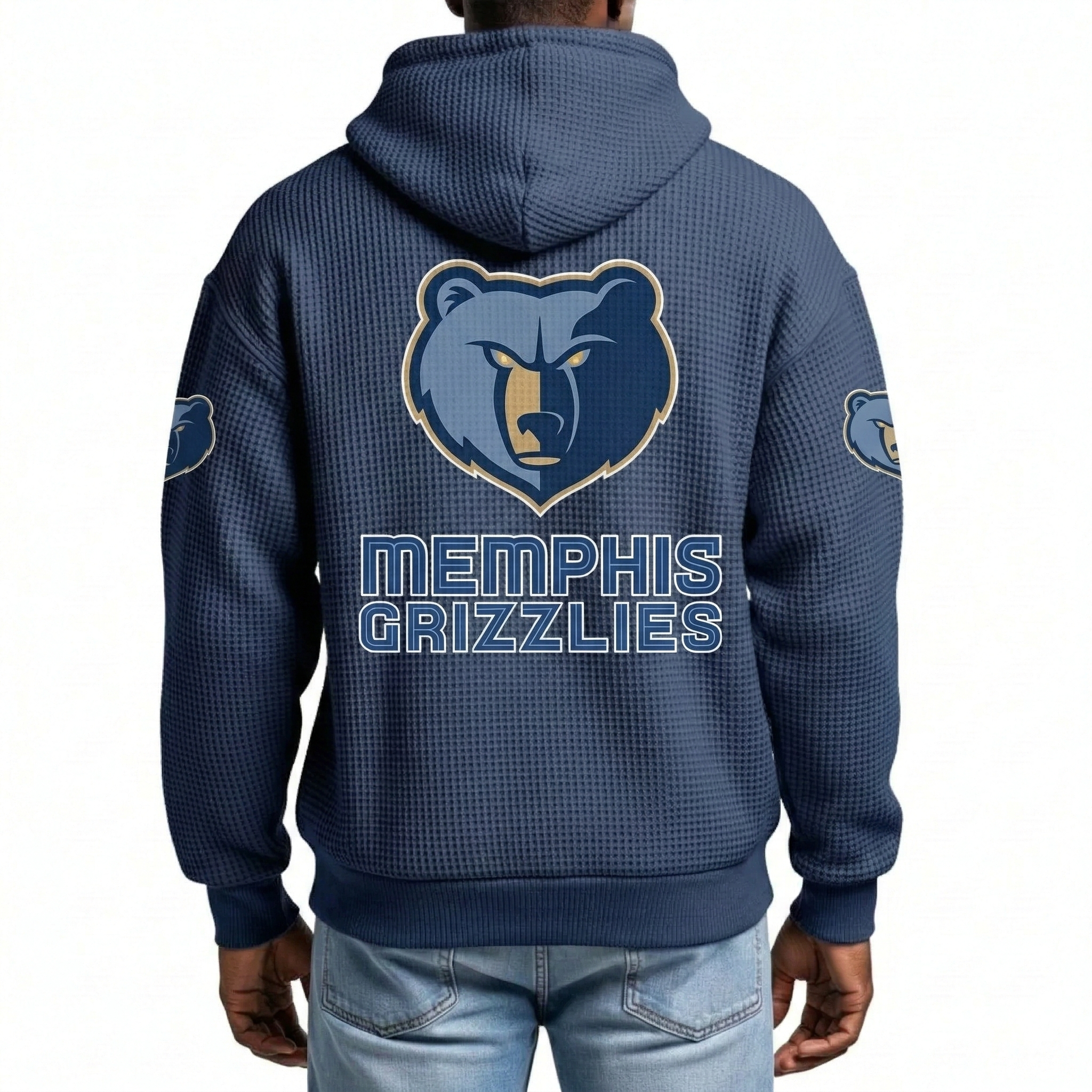 Memphis Grizzlies EST 1995 Printed Waffle Quarter Zip Basketball Fan Hoodie