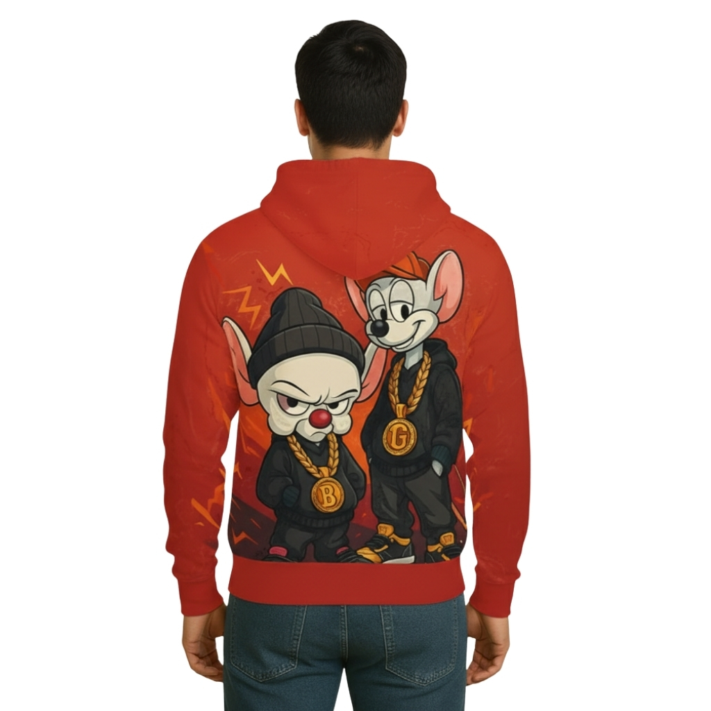Men Retro Print Hoodie