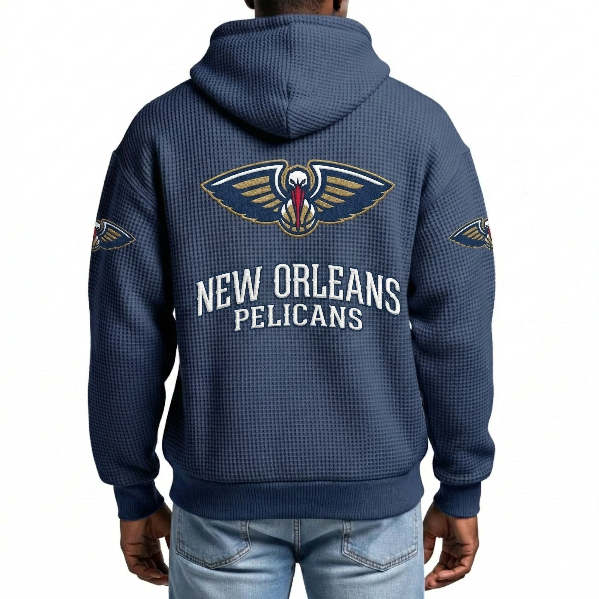 New Orleans Pelicans EST 2002 Printed Waffle Quarter Zip Basketball Fan Hoodie