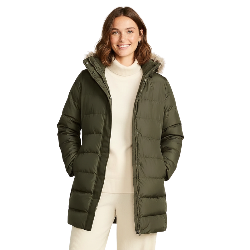 Long Down Hooded Winter Puffer Coat For Women
