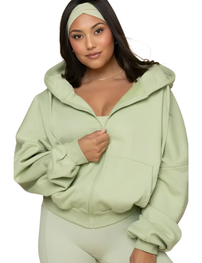 Oversized Zip Up Cloud Hoodie With Drawstrings