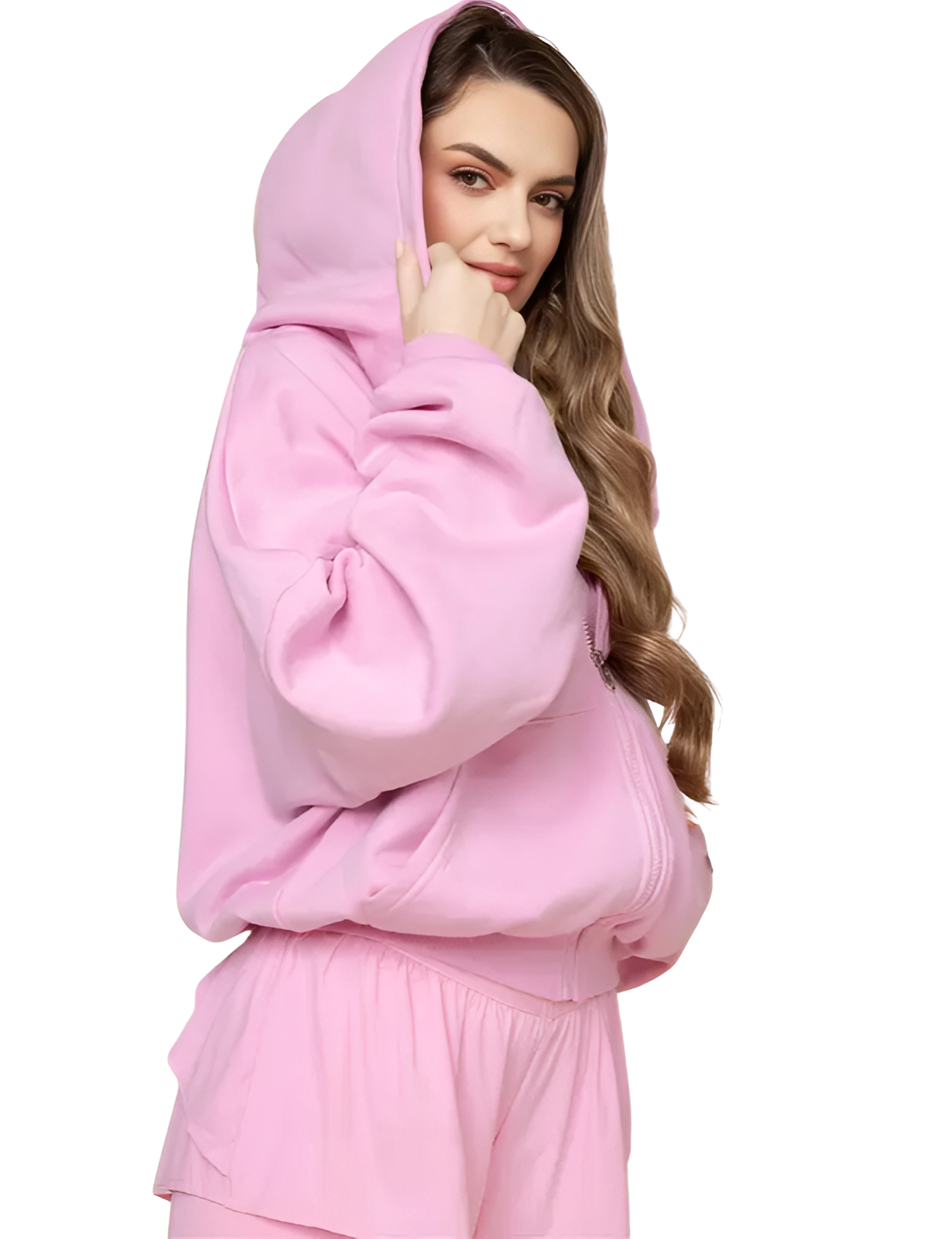 Oversized Zip Up Cloud Hoodie With Drawstrings