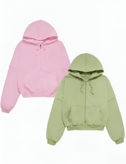 Oversized Zip Up Cloud Hoodie With Drawstrings
