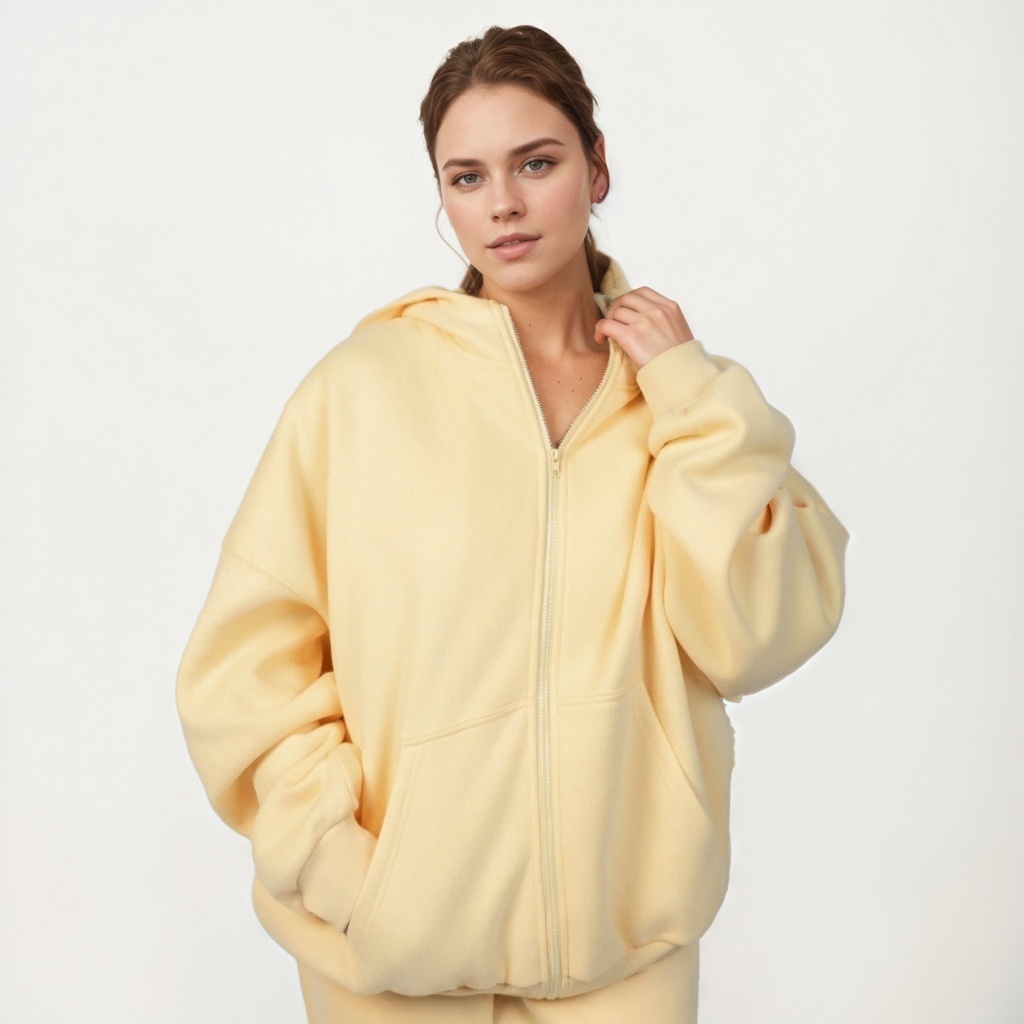 Pastel Oversized Zip Hoodie – Combed Cotton Blend Unisex Zip-Up
