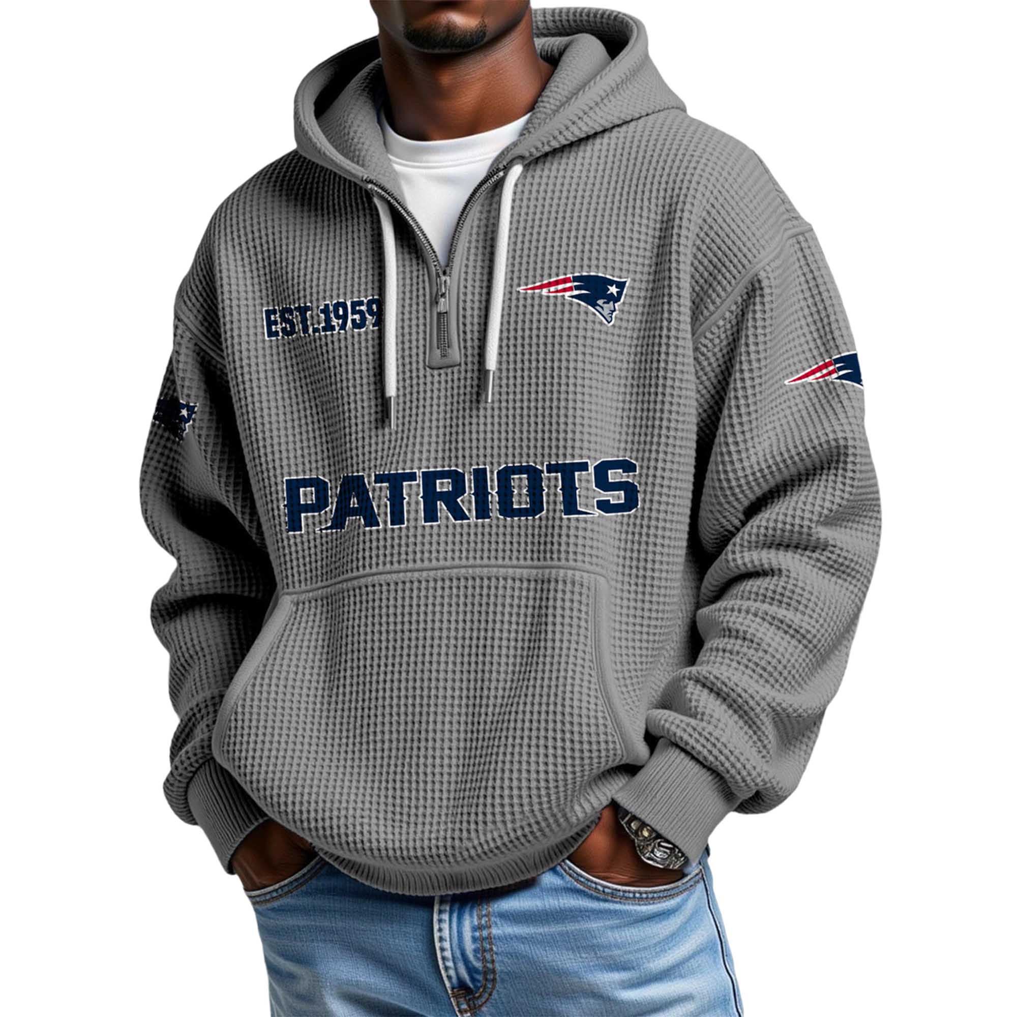 Patriots EST 1959 Quarter Zip Waffle Hoodie