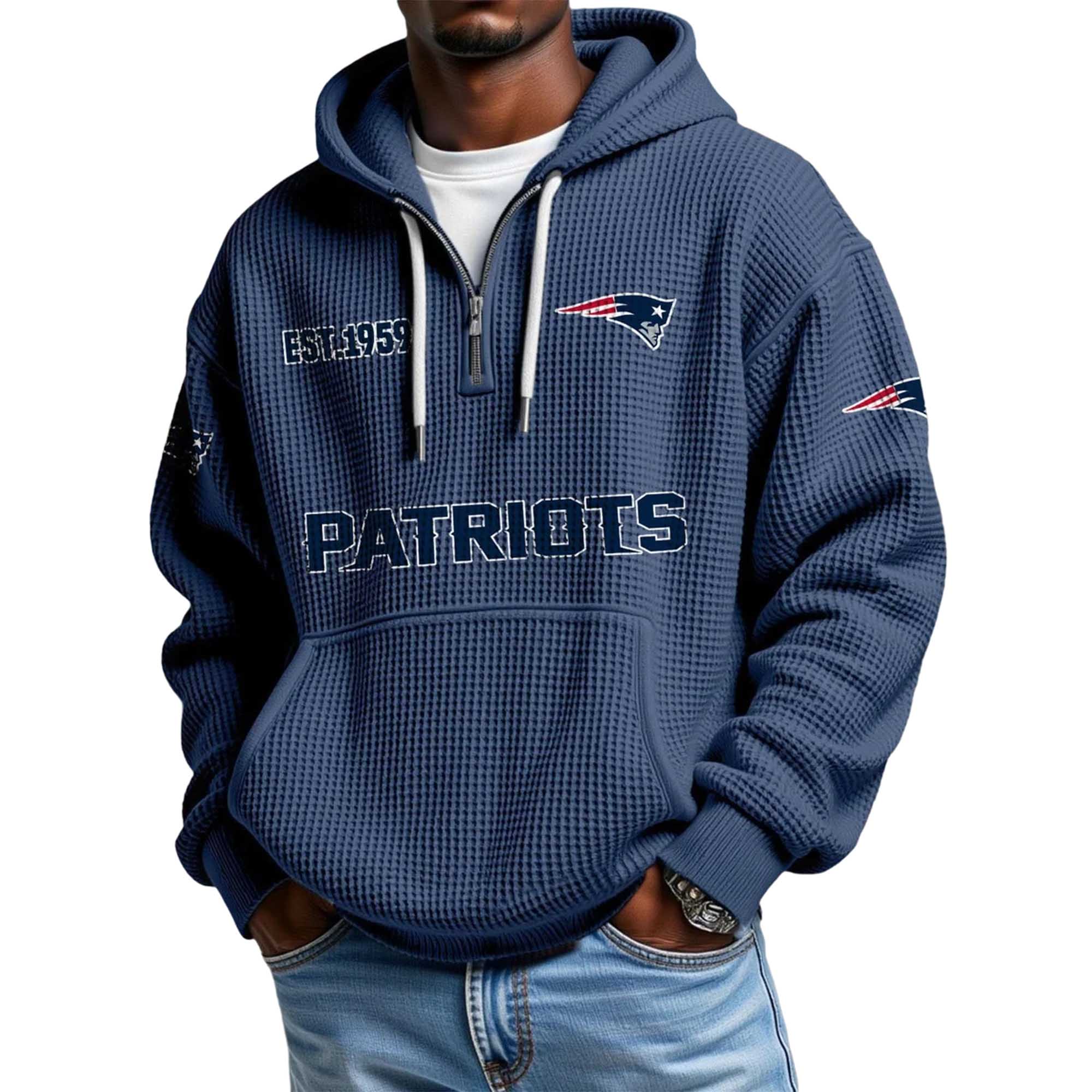 Patriots EST 1959 Quarter Zip Waffle Hoodie