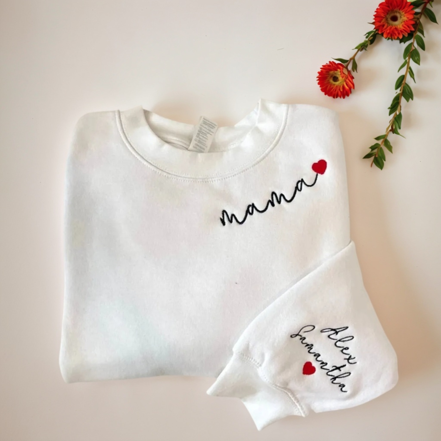 Personalized Mama Sweatshirt Featuring Names On Sleeve