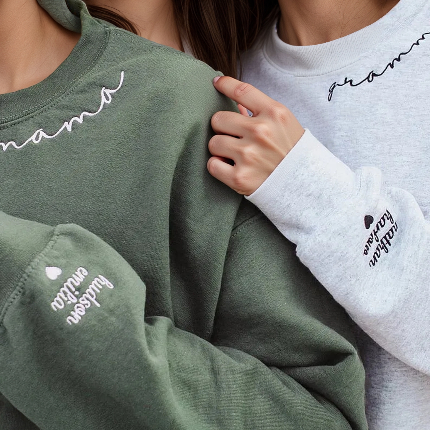 Personalized Mama Sweatshirt Featuring Names On Sleeve