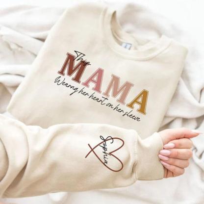 Customized Wear Mama Sweatshirt With Kid Names On Sleeves For Mothers Day-My 3D Hoodie