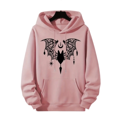 Plus Size Bat Print Hoodie For Women