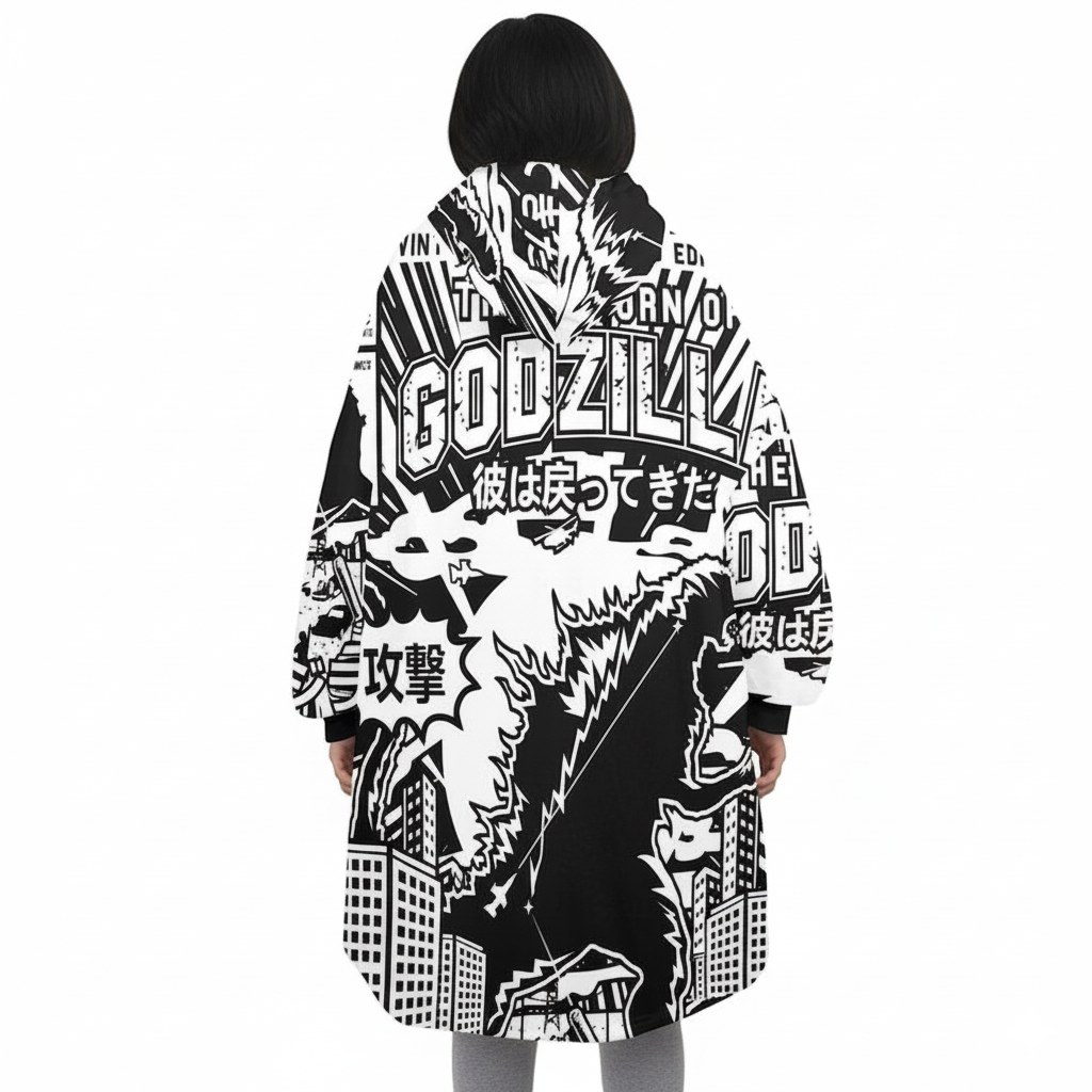Retro Kaiju Oversized Wearable Blanket Hoodie