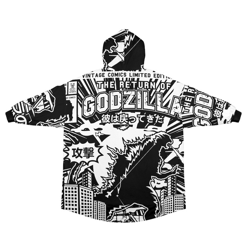 Retro Kaiju Oversized Wearable Blanket Hoodie