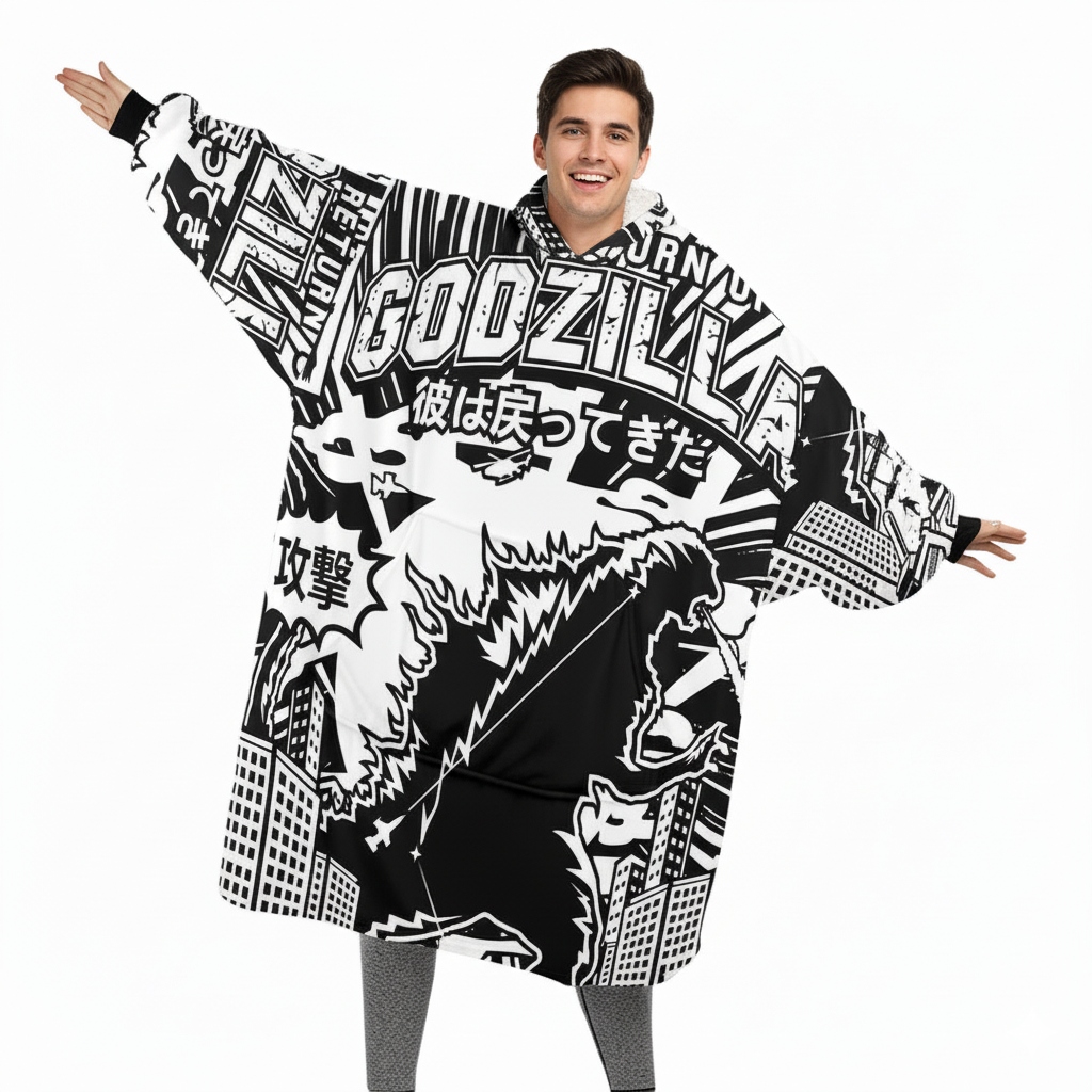 Retro Kaiju Oversized Wearable Blanket Hoodie