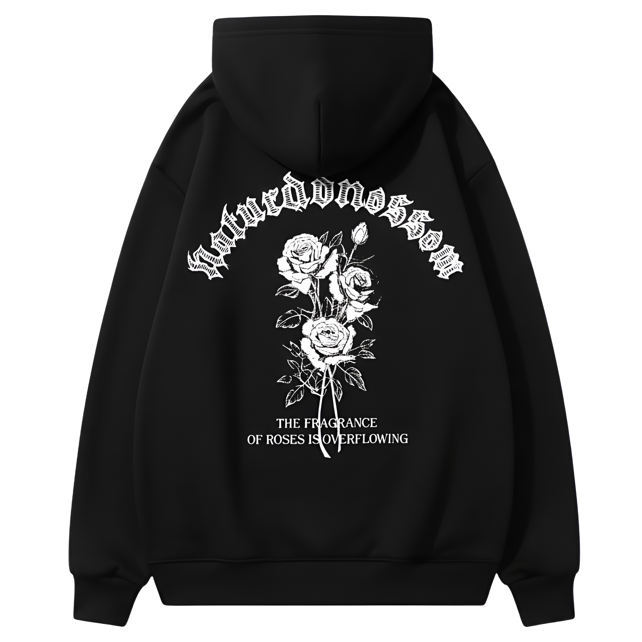 Rose Graphic Printed Drawstring Hoodie