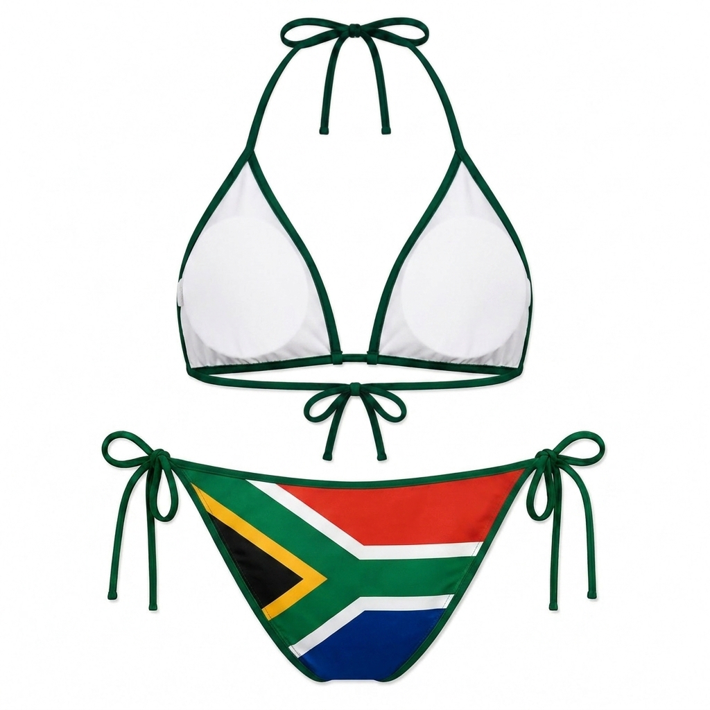 World Cup 2026 South Africa Football Fan Two Piece Bikini Set For Women