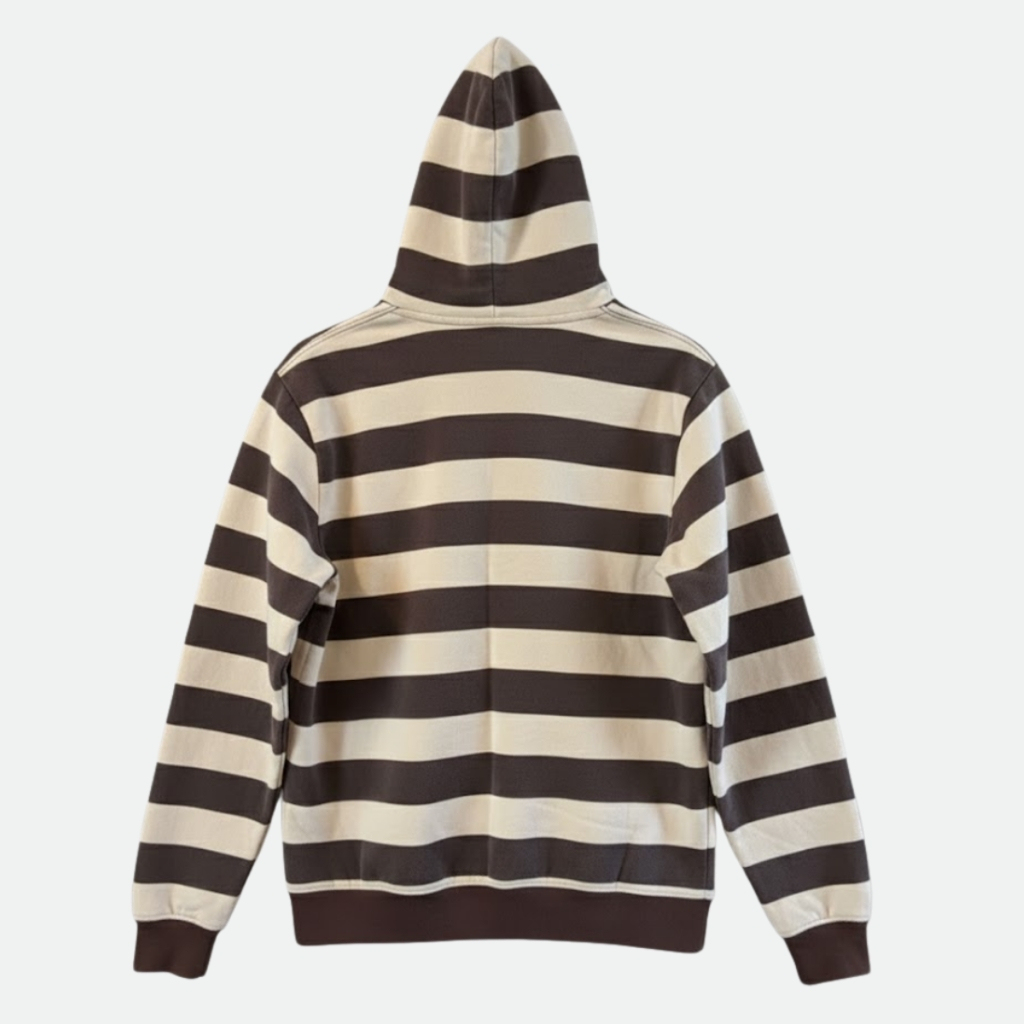 Striped Hooded Front Zipper Jacket For Daily Wear