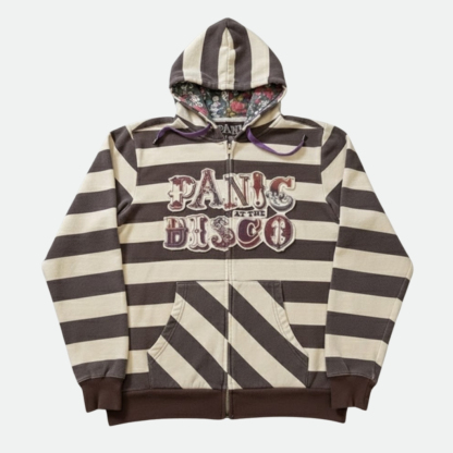 Striped Hooded Front Zipper Jacket For Daily Wear