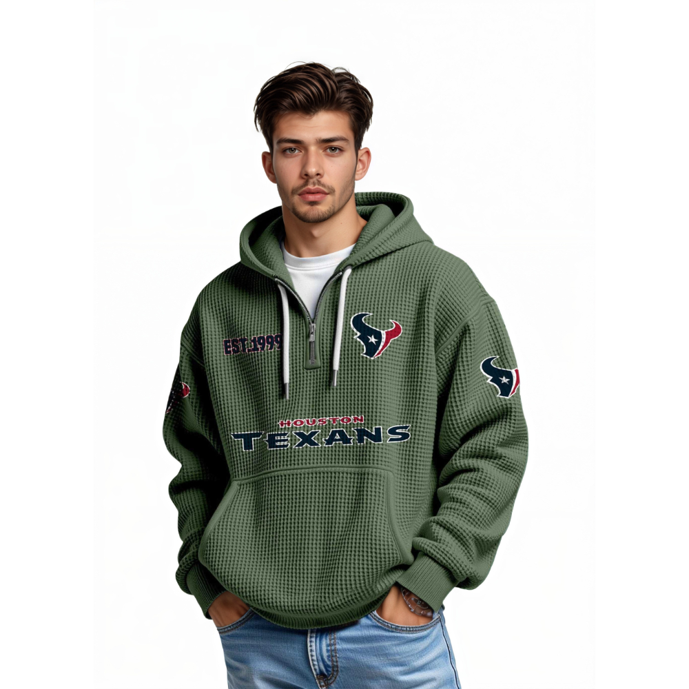Texans EST 1999 Quarter Zip Waffle Hoodie