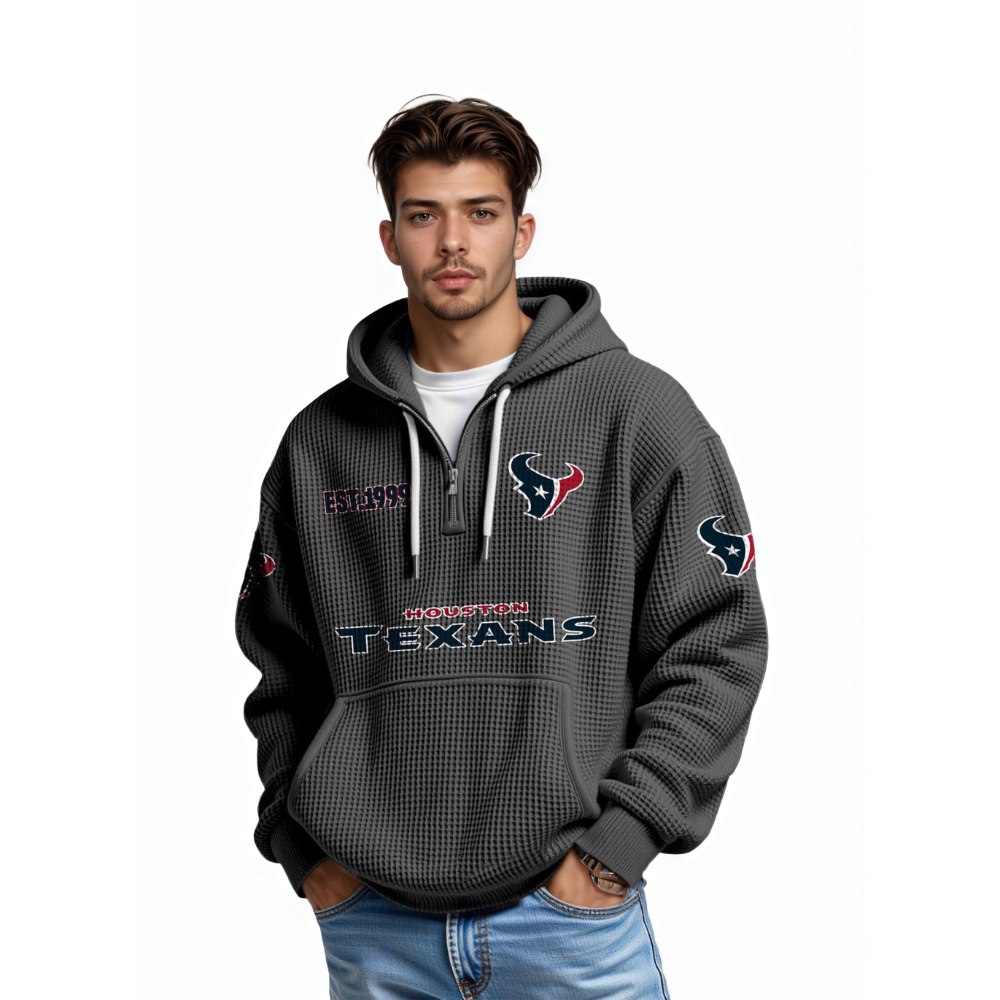 Texans EST 1999 Quarter Zip Waffle Hoodie