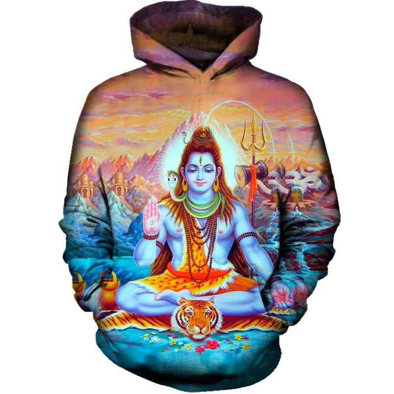 Artistic Spiritual Print Hooded Sweatshirt