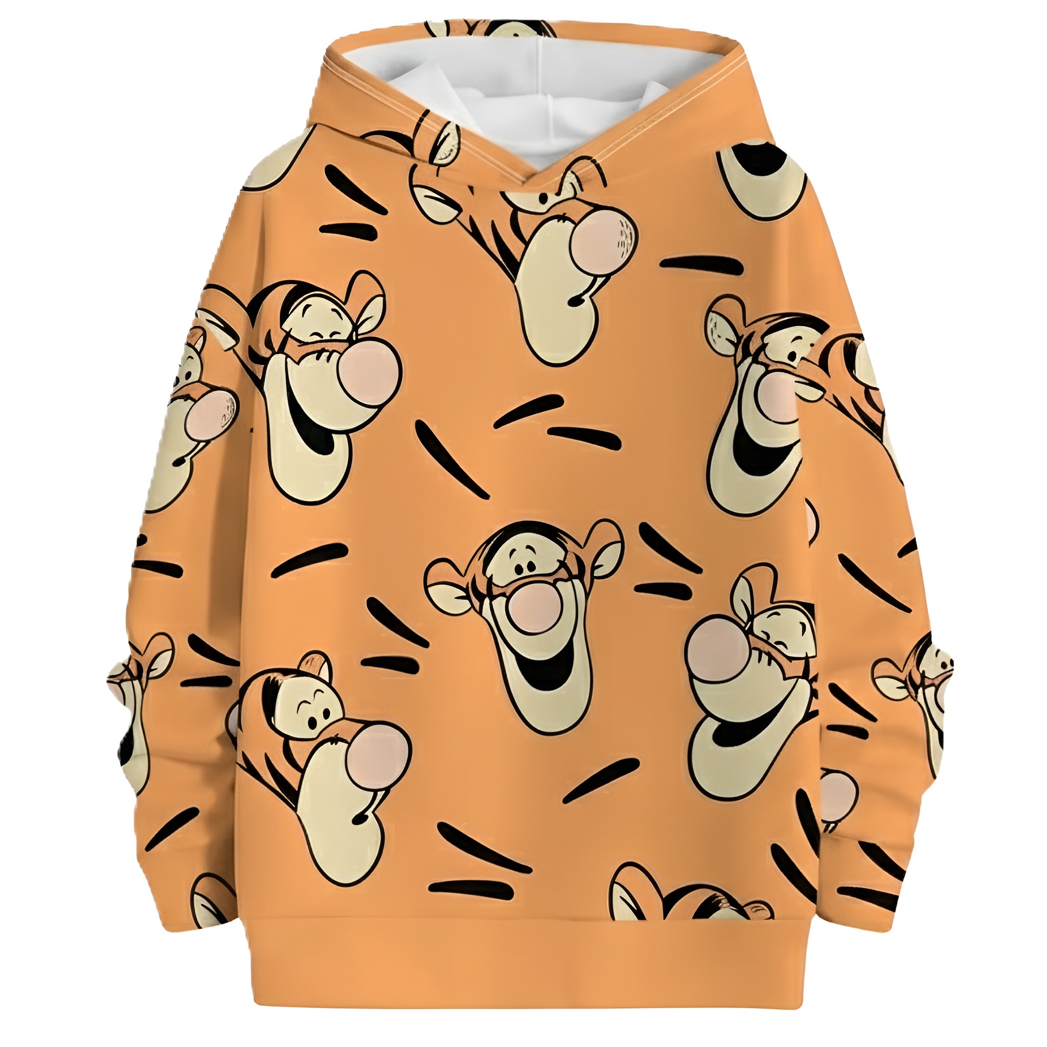 Tiger Character Print Men Pullover Hoodie