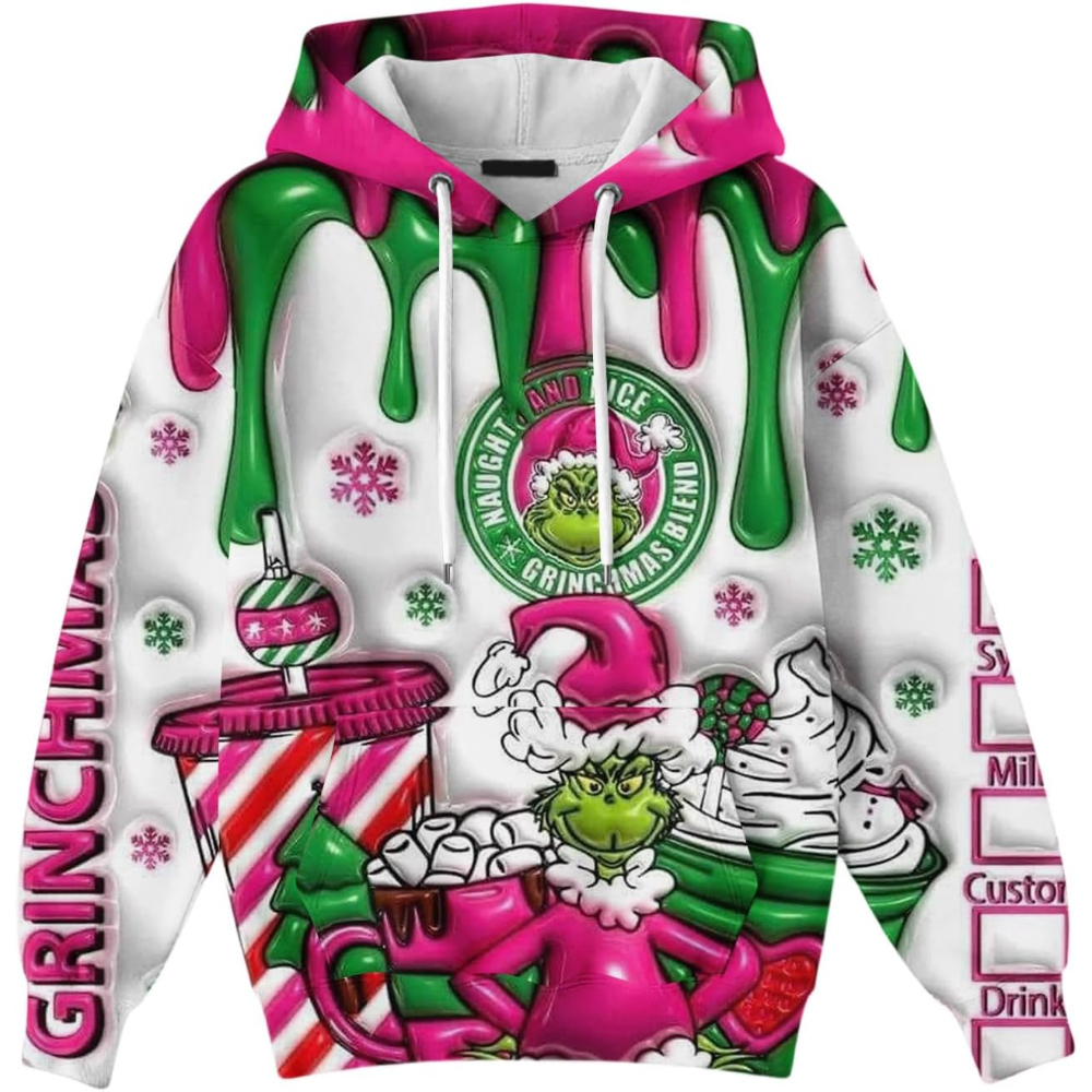 Ugly Christmas Themed Oversized Cartoon Printed Hoodie