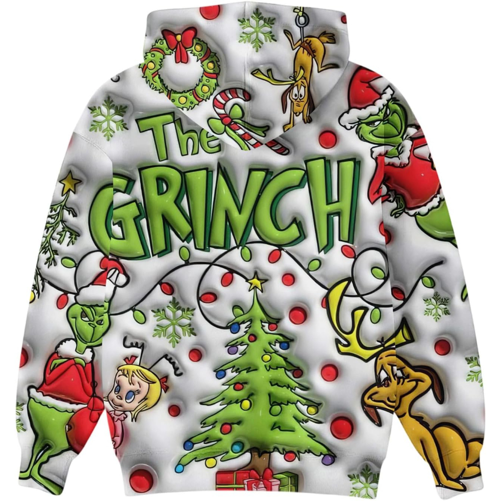 Ugly Christmas Themed Oversized Cartoon Printed Hoodie