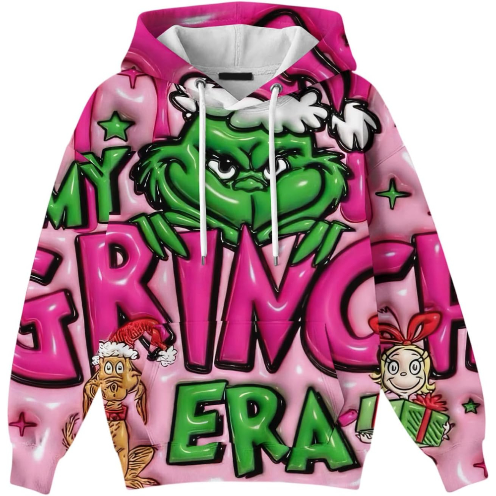 Ugly Christmas Themed Oversized Cartoon Printed Hoodie