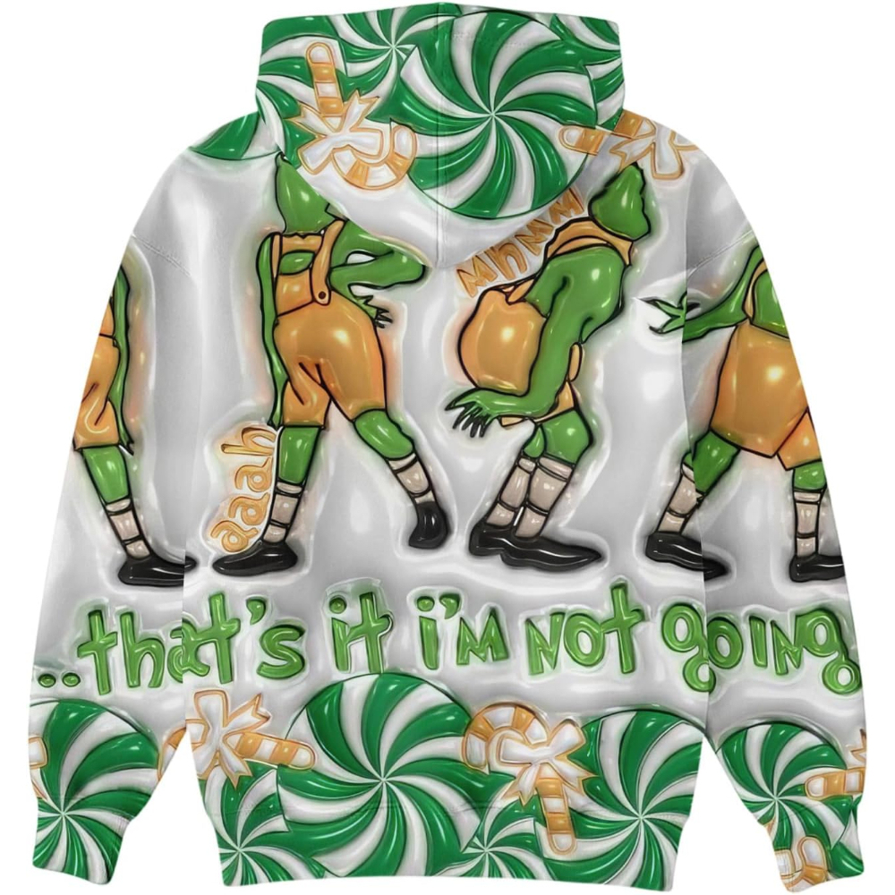 Ugly Christmas Themed Oversized Cartoon Printed Hoodie