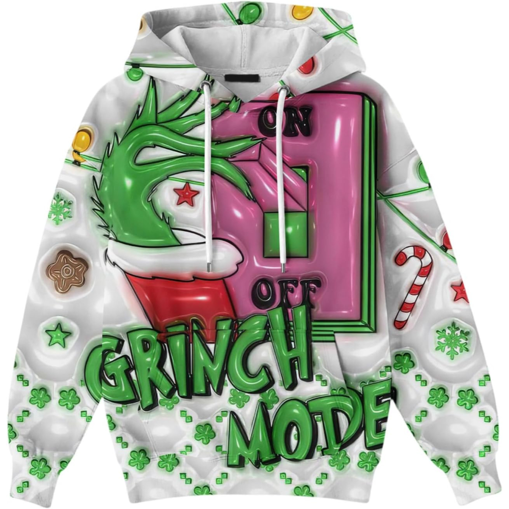 Ugly Christmas Themed Oversized Cartoon Printed Hoodie