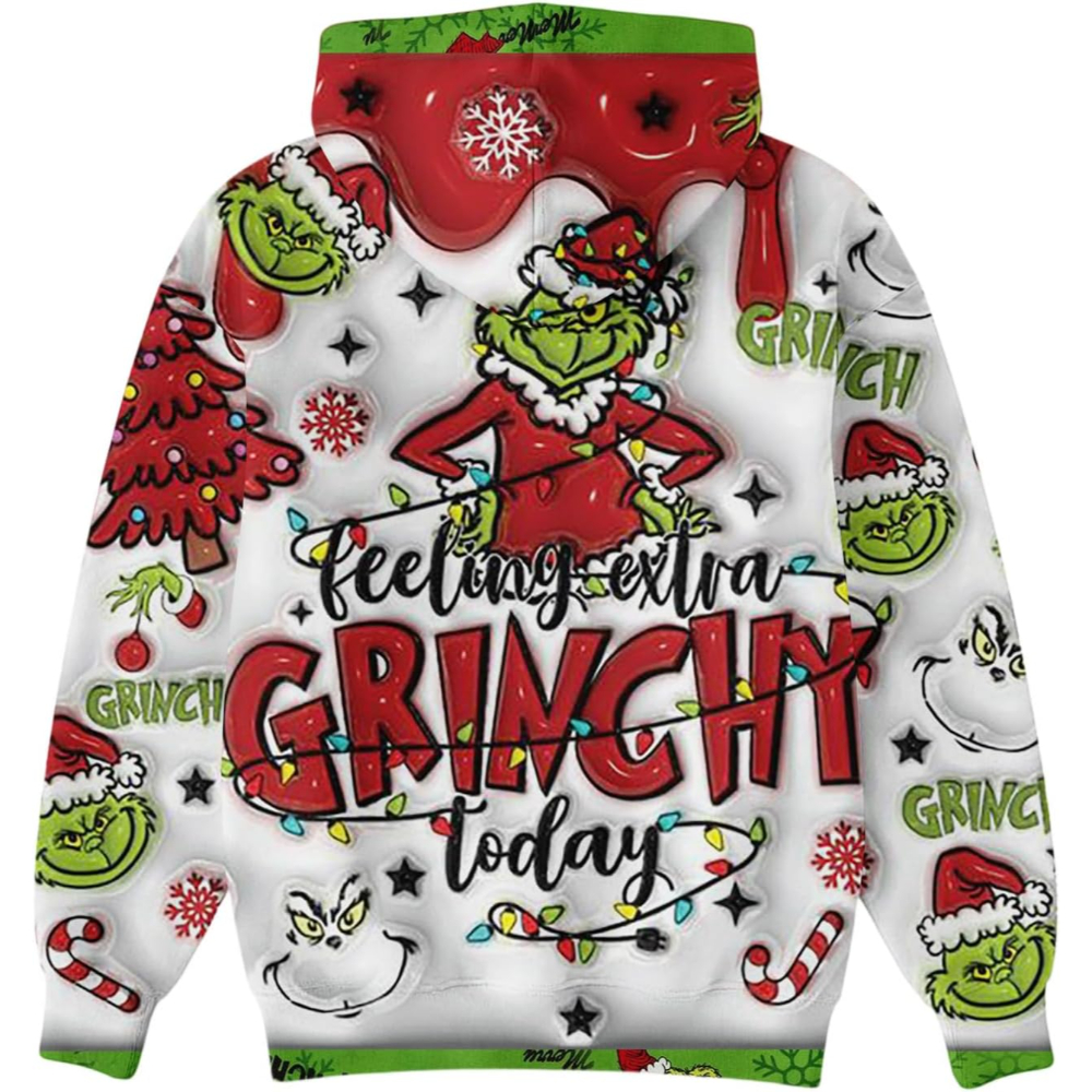 Ugly Christmas Themed Oversized Cartoon Printed Hoodie