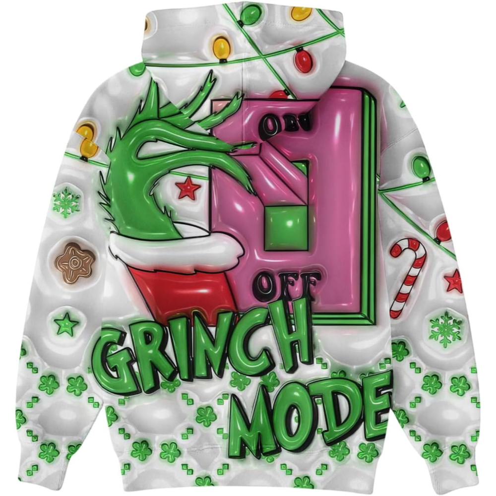Ugly Christmas Themed Oversized Cartoon Printed Hoodie
